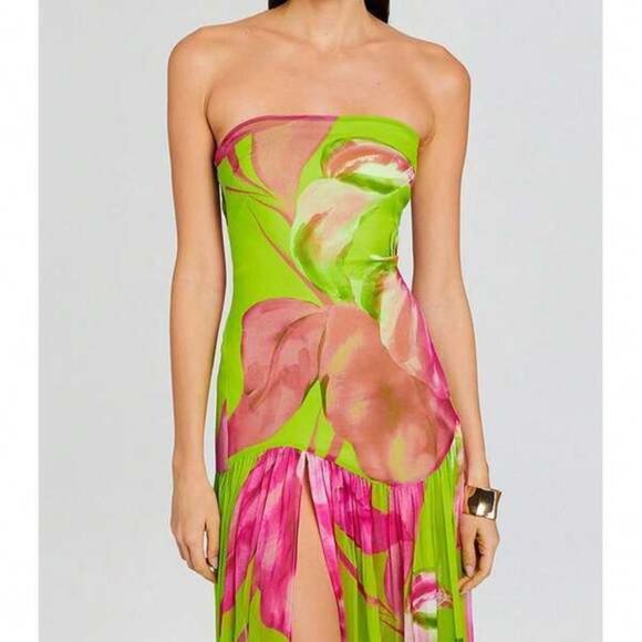 Women Tube Top Dress Slim Strapless Backless Mesh Patchwork Maxi Dress Leopard P - Picture 5 of 6